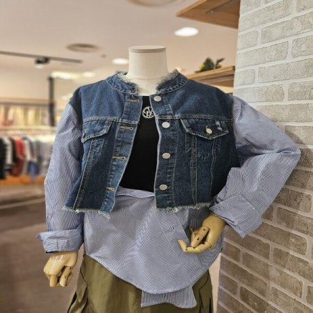 배색 스트라이프 남방