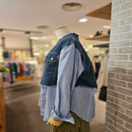 배색 스트라이프 남방