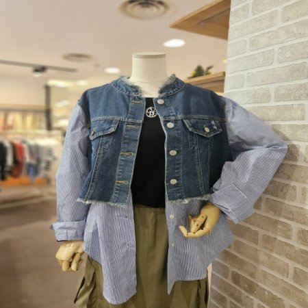 배색 스트라이프 남방