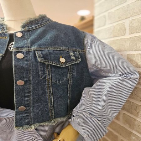 배색 스트라이프 남방