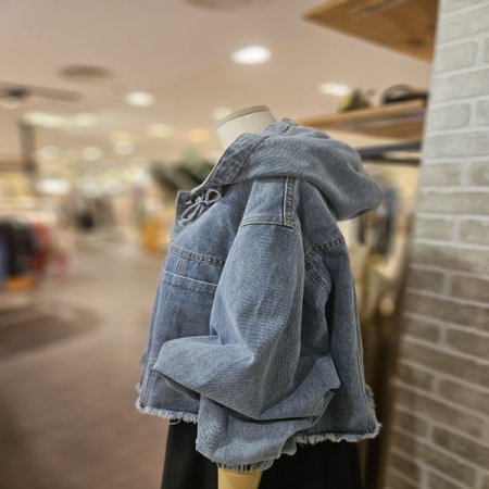 포켓 후드 데님 자켓