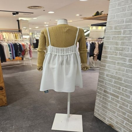 레이스 배색 슬리브 원피스