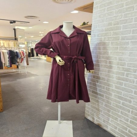 오픈 카라 핀턱 원피스