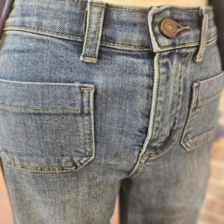 와이드 아웃 포켓 데님 팬츠