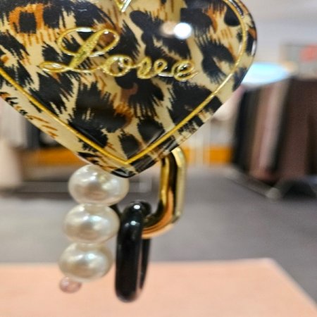 하트 레오파드 진주 키링