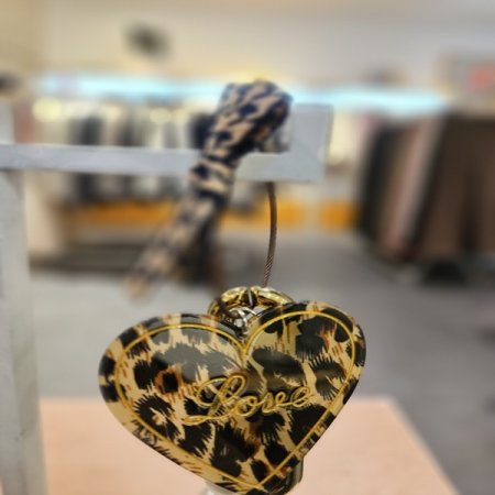 하트 레오파드 진주 키링