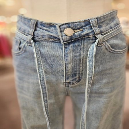 세미 부츠컷 스판 벨트 팬츠