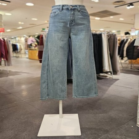 세미 와이드핏 연청 데님 팬츠