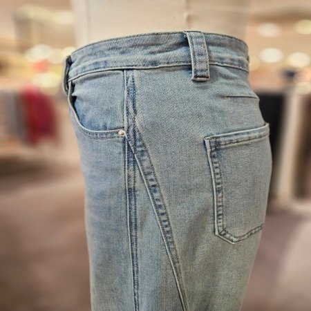 세미 와이드핏 연청 데님 팬츠