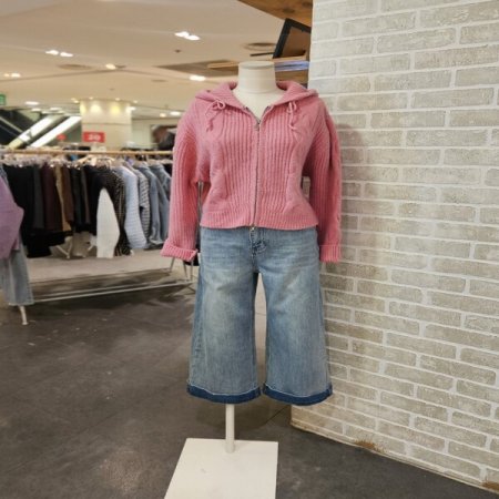 밑단 커프스 배색 9부 데님 팬츠