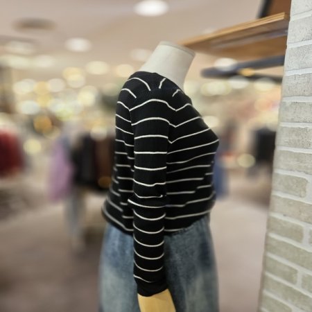 스트라이프 라운드넥 가디건