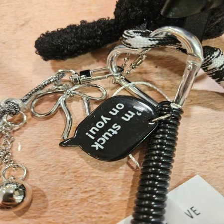 실버 하트 곰돌이 스트랩 키링