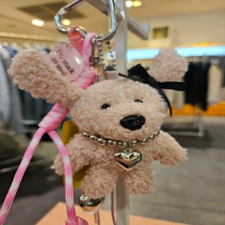 실버 하트 곰돌이 스트랩 키링