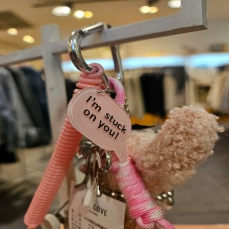 실버 하트 곰돌이 스트랩 키링