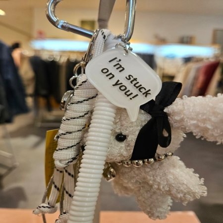 실버 하트 곰돌이 스트랩 키링