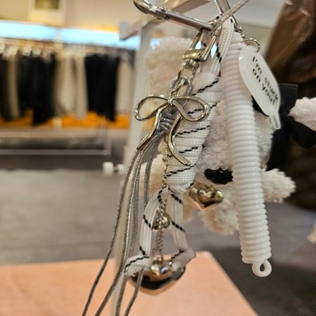 실버 하트 곰돌이 스트랩 키링