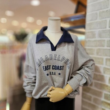 카라 배색 맨투맨 티셔츠