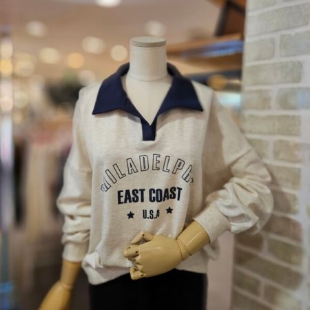 카라 배색 맨투맨 티셔츠