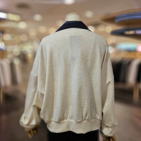 카라 배색 맨투맨 티셔츠