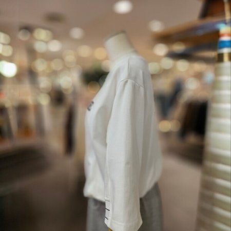 밑단 시보리 자수 5부 티셔츠