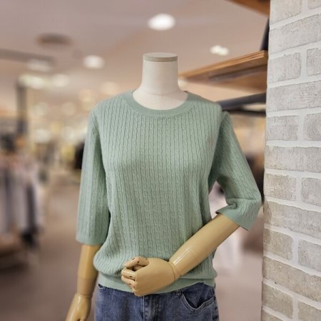 꽈배기 5부 소매 니트