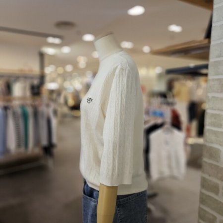 꽈배기 5부 소매 니트