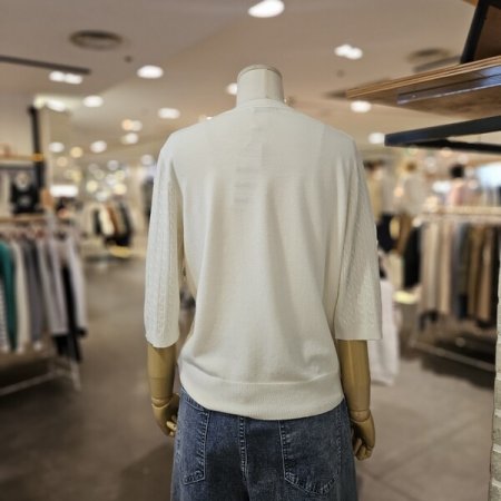 꽈배기 5부 소매 니트