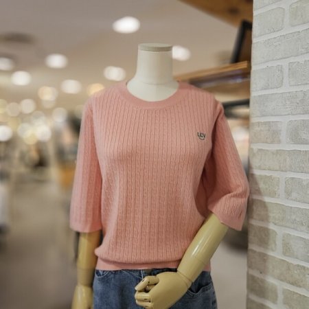 꽈배기 5부 소매 니트