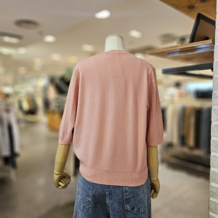 꽈배기 5부 소매 니트