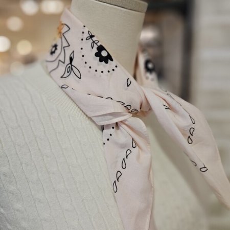 러브 자수 면 스카프