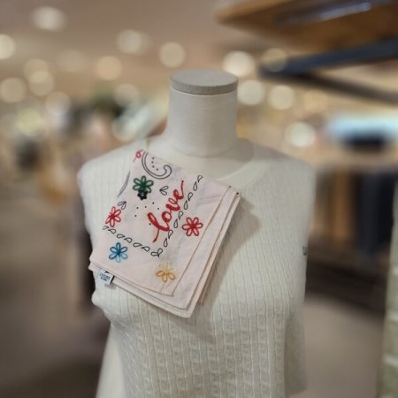 러브 자수 면 스카프