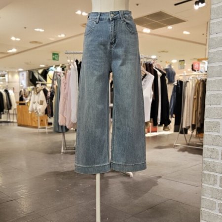 와이드 9부 데님 팬츠
