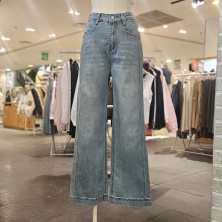 앞 절개 스트레이트핏 데님 팬츠