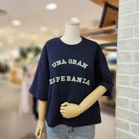 고무 자수 크롭 티셔츠