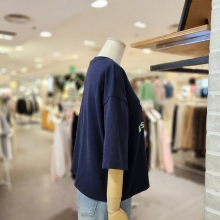 고무 자수 크롭 티셔츠