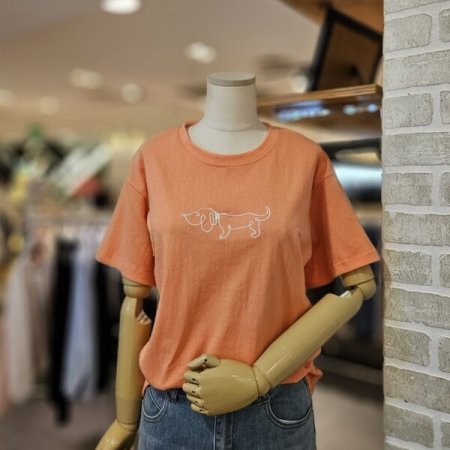 강아지 자수 반팔 티셔츠