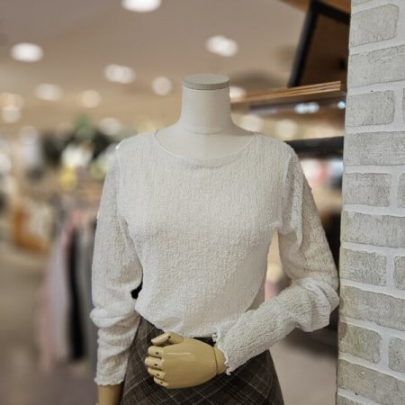 보트넥 레이스 블라우스