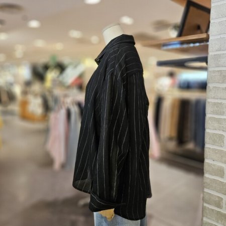 뒤 꼬임 스트라이프 남방