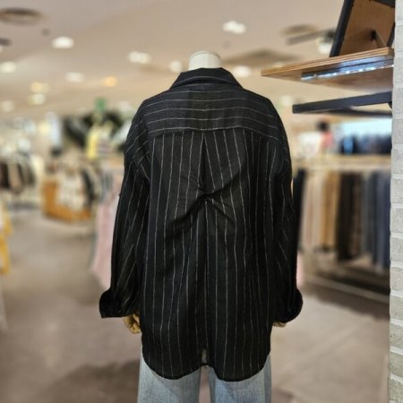 뒤 꼬임 스트라이프 남방