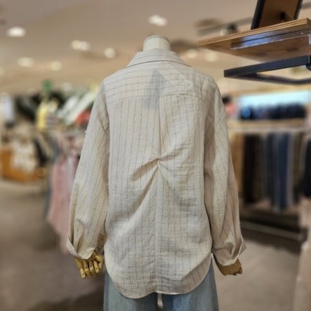 뒤 꼬임 스트라이프 남방