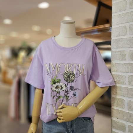 부케 나염 반팔 티셔츠