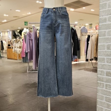 라인 워싱 일자 데님 팬츠