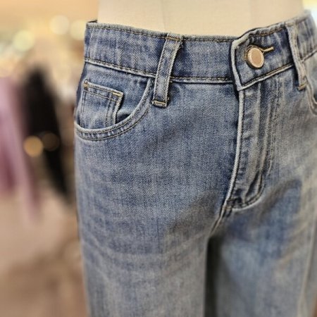 라인 워싱 일자 데님 팬츠