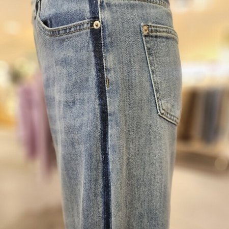 라인 워싱 일자 데님 팬츠