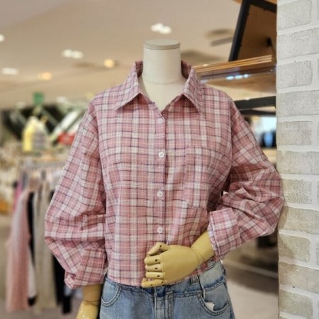 크롭 체크 남방