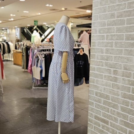 날개 소매 프린트 원피스