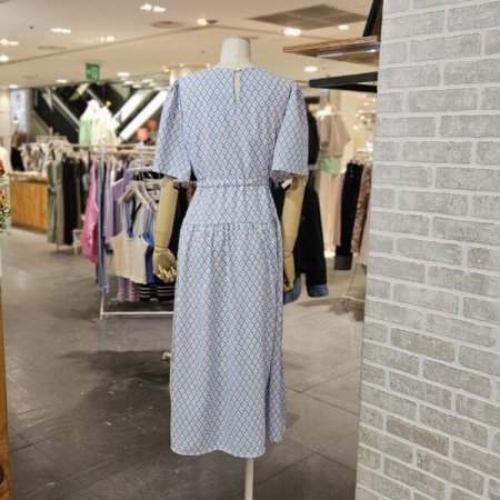 날개 소매 프린트 원피스