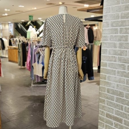 날개 소매 프린트 원피스