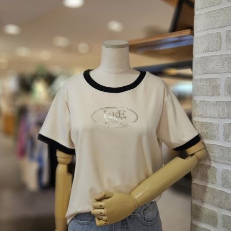 실켓 배색 반팔 티셔츠