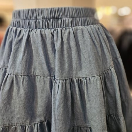 레이스 미니 데님 스커트